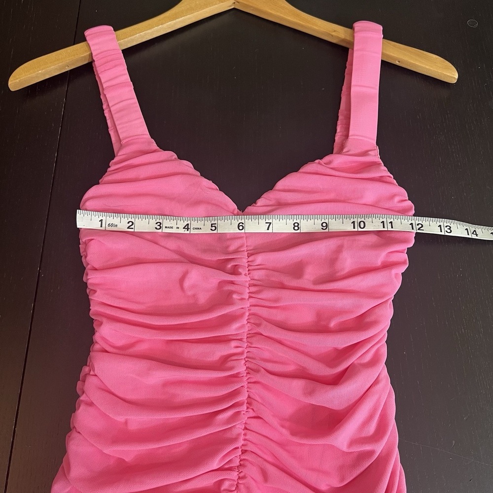 HELLO MOLLY Let's Celebrate Mini Dress Size S 4 Pink Ruched Bodycon Barbie NEW - Picture 10 of 13